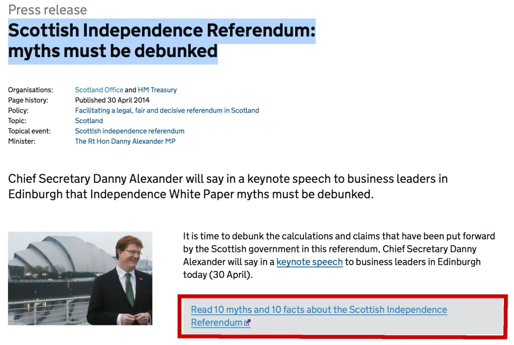 Scotland Office press release linking to the Buzzfeed article