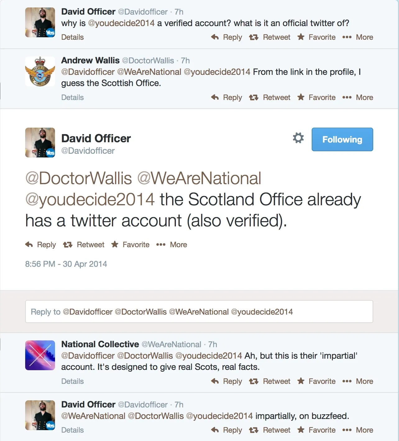 The YouDecide2014 account is Twitter-verified